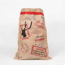 Shatchi Large Traditional Vintage Hessian Santa Sack Stocking Airmail/Do Not Open Until Christmas Accessories Xmas Gifts Bag, Brown, 1pcs - thumbnail 4