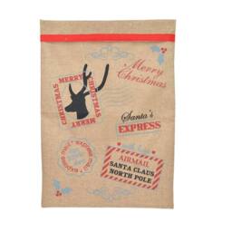 Shatchi Large Traditional Vintage Hessian Santa Sack Stocking Airmail/Do Not Open Until Christmas Accessories Xmas Gifts Bag, Brown, 1pcs - thumbnail 3