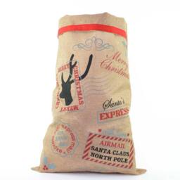 Shatchi Large Traditional Vintage Hessian Santa Sack Stocking Airmail/Do Not Open Until Christmas Accessories Xmas Gifts Bag, Brown, 1pcs - thumbnail 1
