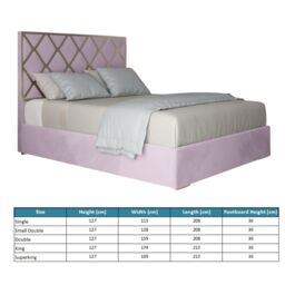 KDMD Repose Upholstered Soft Velvet Metal Designer Bed Frame in Pink - Size: Super King - thumbnail 5