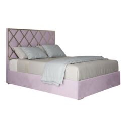 KDMD Repose Upholstered Soft Velvet Metal Designer Bed Frame in Pink - Size: Super King - thumbnail 1