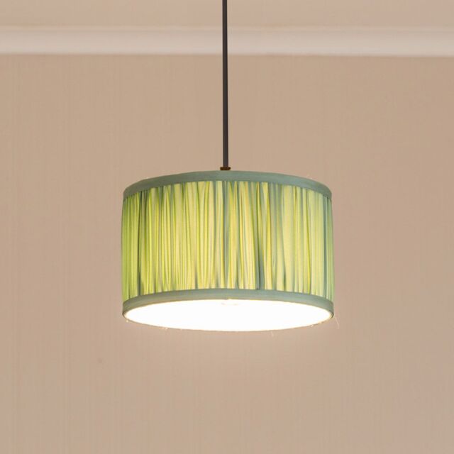 ValueLights Jess Fabric Ruched Pleated Ceiling Floor Table Small Drum Lamp Shade in Pale Green - image 1