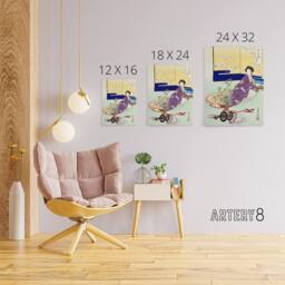 "Artery8 Pet Dog Playing With Flower Cart Canvas Wall Art Print Gekko - Size: W12"" x H16""" - thumbnail 4