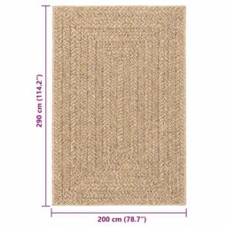 Berkfield Home Rug ZIZUR Beige 140x200 cm Jute Look Indoor & Outdoor - Size: Medium - thumbnail 9