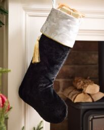Dibor Set of 4 Black Kensington Velvet Xmas Tree Decor Christmas Gift Bag Stocking - Size: 4 Pack