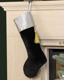 Dibor Set of 4 Black Kensington Velvet Xmas Tree Decor Christmas Gift Bag Stocking - Size: 4 Pack - thumbnail 2