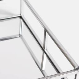 OHS Square Mirrored Storage Tray Metal Frame Vanity Display Plate in Silver - thumbnail 4