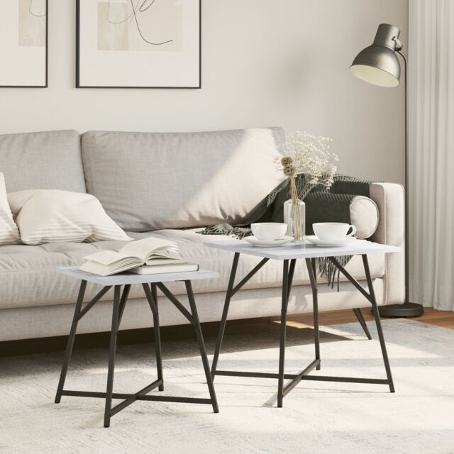 Berkfield Home Set of 2 Side Tables in Grey Sonoma with Engineered Wood & Metal - image 1