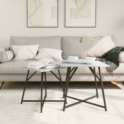 Berkfield Home Set of 2 Side Tables in Grey Sonoma with Engineered Wood & Metal - thumbnail 4