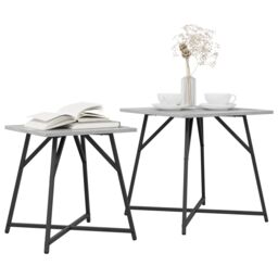 Berkfield Home Set of 2 Side Tables in Grey Sonoma with Engineered Wood & Metal - thumbnail 3