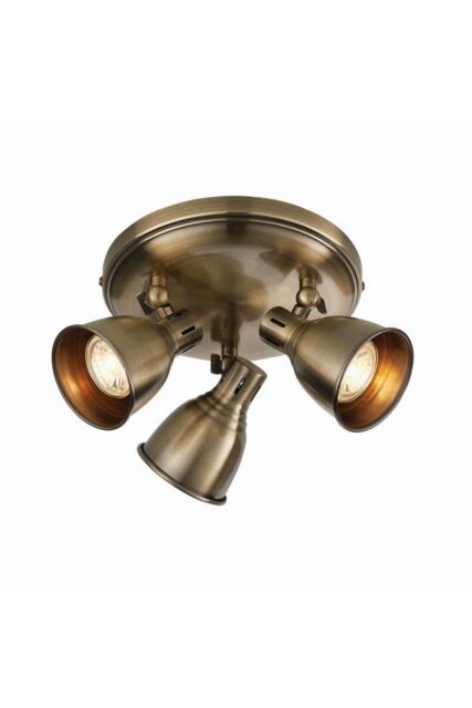 Netlighting Westbury LED 3 Light Spotlight Antique Brass Plate GU10 in Gold - image 1