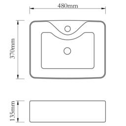 Berkfield Home Ceramic Bathroom Sink Basin with Faucet Hole Black Square - thumbnail 7