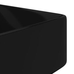 Berkfield Home Ceramic Bathroom Sink Basin with Faucet Hole Black Square - thumbnail 5