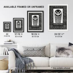 Artery8 Ringuil Owl Bird on a Window De Mesquita Framed Wall Art Print in White - Size: A4 - thumbnail 3