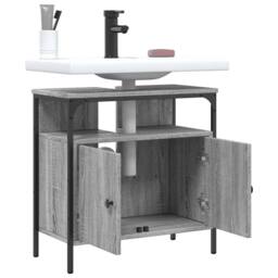 Berkfield Home Sturdy Bathroom Sink Cabinet Grey Sonoma 60x30x60 cm Engineered Wood - Size: 60 x 30 x 60 cm - thumbnail 4