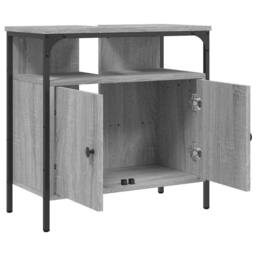 Berkfield Home Sturdy Bathroom Sink Cabinet Grey Sonoma 60x30x60 cm Engineered Wood - Size: 60 x 30 x 60 cm - thumbnail 6