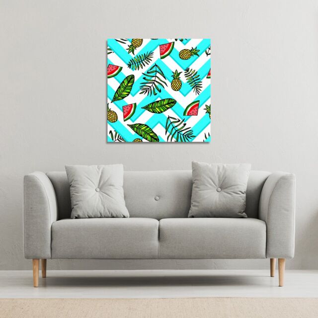 Benjamin Tate Design Pineapple & Watermelon (Canvas Print) / 114 x 114 x 4cm in Natural - Size: 114 x 114 x 4 cm - image 1