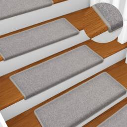 Berkfield Home Carpet Stair Treads 15 pcs 65x21x4 cm Light Grey - Size: Medium - thumbnail 1