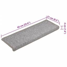 Berkfield Home Carpet Stair Treads 15 pcs 65x21x4 cm Light Grey - Size: Medium - thumbnail 8