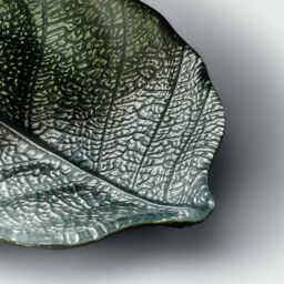 Sienna Glass Glass Plate Leaf Design Green & Silver - thumbnail 4