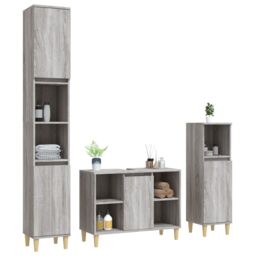 Berkfield Home 3 Piece Bathroom Furniture Set Grey Sonoma Engineered Wood - thumbnail 3