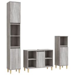 Berkfield Home 3 Piece Bathroom Furniture Set Grey Sonoma Engineered Wood - thumbnail 2