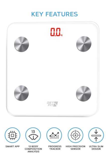 Get Fit Smart Bathroom Scales Digital Body Weighing Scale Connect IOS/Android in White - image 1