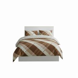 Snug City Reversible Duvet Cover Stylish Geometric Pattern Bedding for Bedroom in Brown - Size: Super King - thumbnail 2