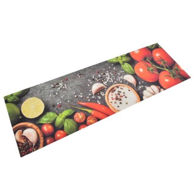 Berkfield Home Kitchen Rug Washable Vegetables 60x180 cm Velvet - image 1