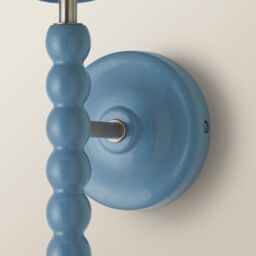 ValueLights Bobbins Pair Blue Bobble Wall Lights & Linen Pastel Trim Lamp Shades in Pale Blue - thumbnail 6