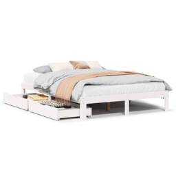 Berkfield Home Bed Frame with Drawers without Mattress White 140x200 cm - thumbnail 1