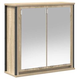 Berkfield Home Bathroom Wall Cabinet with Mirror Sonoma Oak 60x21x60 cm in Brown - Size: 60 x 21 x 60 cm - thumbnail 2