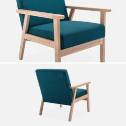 sweeek Scandi-style wood frame upholstered armchair in Dark Blue - thumbnail 4