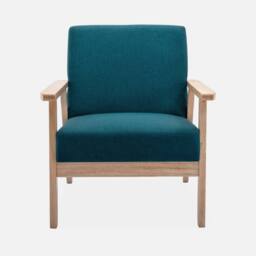 sweeek Scandi-style wood frame upholstered armchair in Dark Blue - thumbnail 6