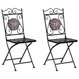 Wyld and Coco Heritage Garden Folding Chairs Set 2 Black Iron Black and Gold Mosaic - thumbnail 3