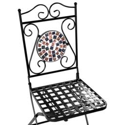 Wyld and Coco Heritage Garden Folding Chairs Set 2 Black Iron Black and Gold Mosaic - thumbnail 9