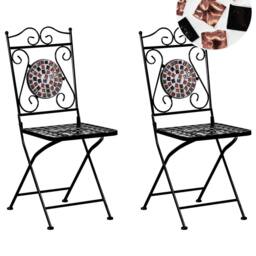 Wyld and Coco Heritage Garden Folding Chairs Set 2 Black Iron Black and Gold Mosaic - thumbnail 2
