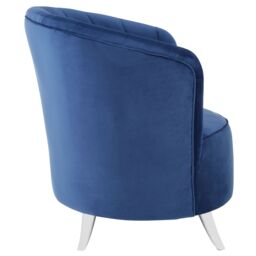 Orsina Tub Chair, Stylish Office Chair, Classy Velvet Chair, Round Velvet Upholstery Chair for Lounge in Blue - thumbnail 3