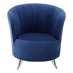 Orsina Tub Chair, Stylish Office Chair, Classy Velvet Chair, Round Velvet Upholstery Chair for Lounge in Blue - thumbnail 4