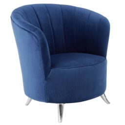 Orsina Tub Chair, Stylish Office Chair, Classy Velvet Chair, Round Velvet Upholstery Chair for Lounge in Blue - thumbnail 5