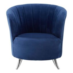 Orsina Tub Chair, Stylish Office Chair, Classy Velvet Chair, Round Velvet Upholstery Chair for Lounge in Blue - thumbnail 6