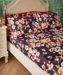 Bold Floral Blossom Hand-Painted Fitted Sheet - thumbnail 1