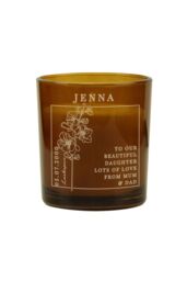 Personalised Memento Company Personalised July Birth Flower Amber Glass Candle - thumbnail 1