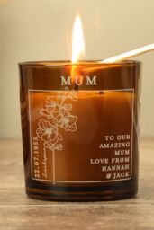 Personalised Memento Company Personalised July Birth Flower Amber Glass Candle - thumbnail 4
