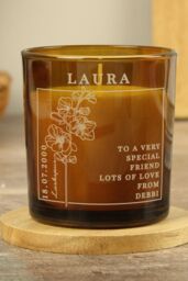 Personalised Memento Company Personalised July Birth Flower Amber Glass Candle - thumbnail 3