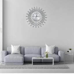 EONLION 38cm Diamante Beaded Wall Clock in Silver - Size: 100 cm - thumbnail 1