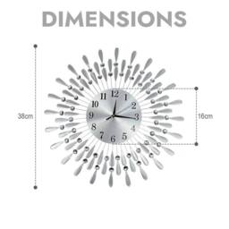 EONLION 38cm Diamante Beaded Wall Clock in Silver - Size: 100 cm - thumbnail 2
