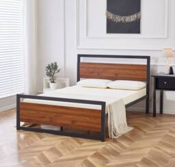 Crazy Price Beds Ltd Cresswell Metal & Wooden Bed in Black - Size: Single - thumbnail 2