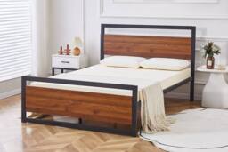 Crazy Price Beds Ltd Cresswell Metal & Wooden Bed in Black - Size: Single - thumbnail 1