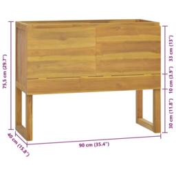 Berkfield Home Beautiful Bathroom Cabinet 90x45x75 cm Solid Wood Teak in Brown - Size: 90 x 45 x 75 cm - thumbnail 8